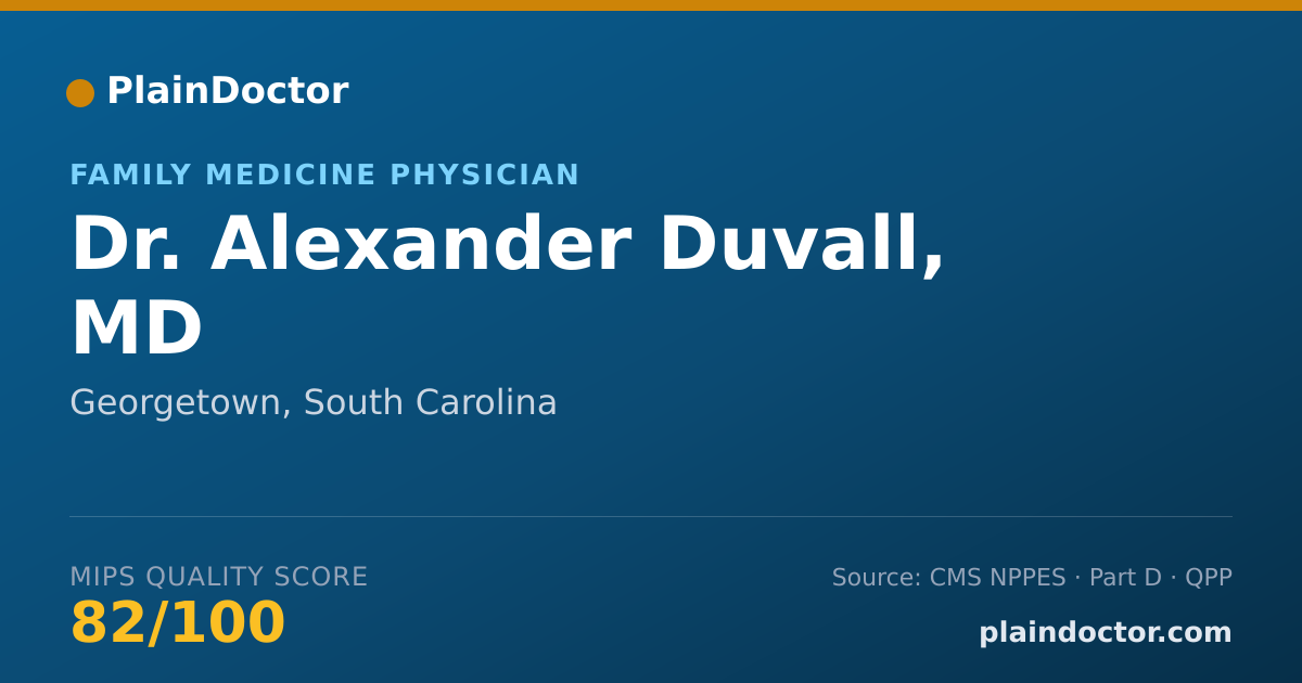 Shareable card for Alexander Duvall, MD - Family Medicine Physician, Georgetown, SC
