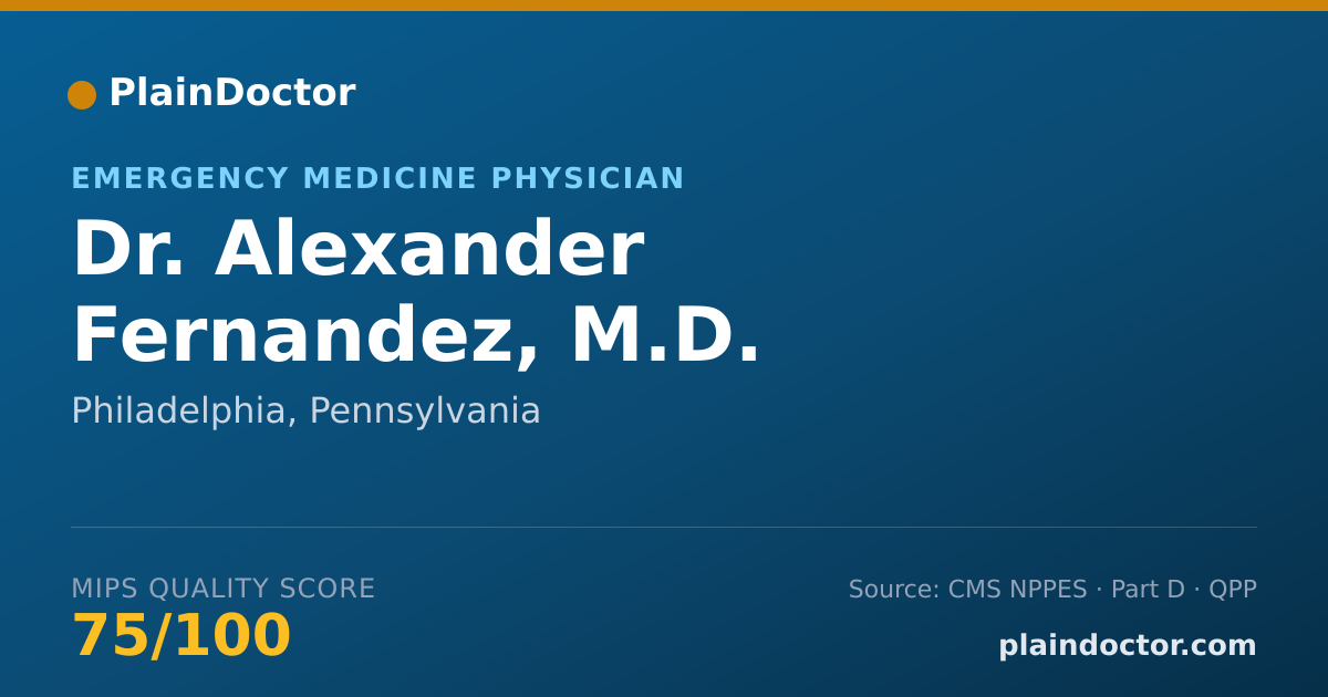 Shareable card for Alexander Fernandez, M.D. - Emergency Medicine Physician, Philadelphia, PA