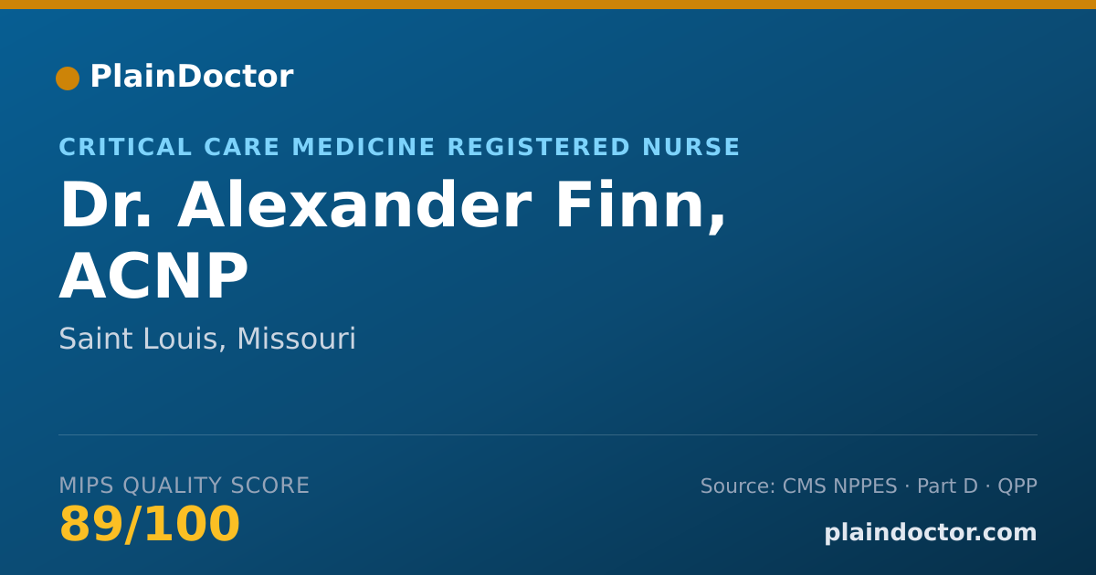 Shareable card for Alexander Finn, ACNP - Critical Care Medicine Registered Nurse, Saint Louis, MO