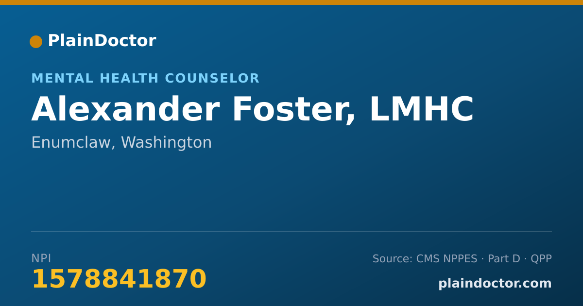 Shareable card for Alexander Foster, LMHC - Mental Health Counselor, Enumclaw, WA