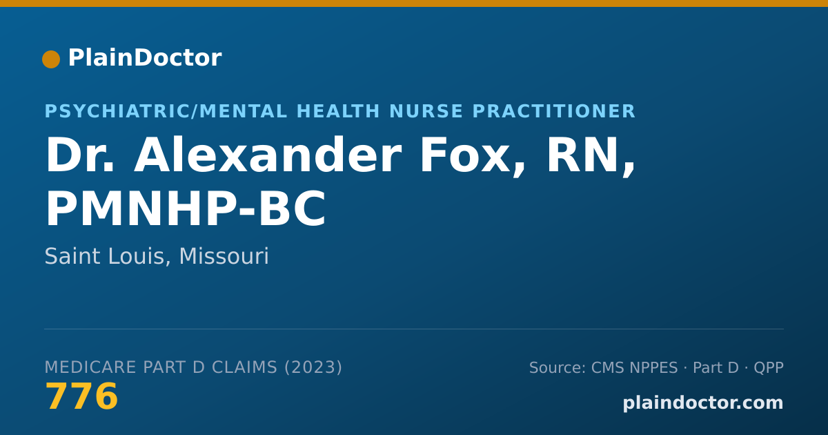 Shareable card for Alexander Fox, RN, PMNHP-BC - Psychiatric/Mental Health Nurse Practitioner, Saint Louis, MO