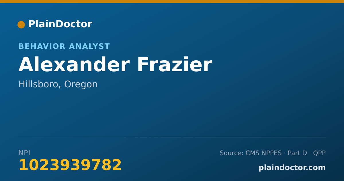 Shareable card for Alexander Frazier - Behavior Analyst, Hillsboro, OR