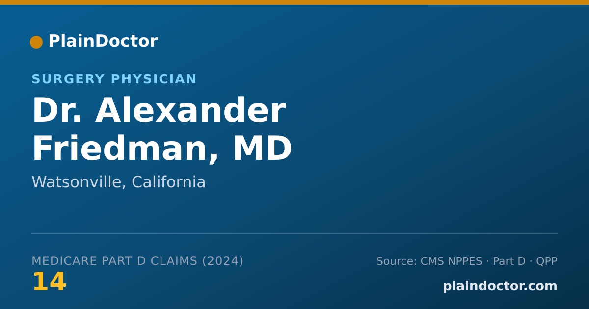 Shareable card for Alexander Friedman, MD - Surgery Physician, Watsonville, CA