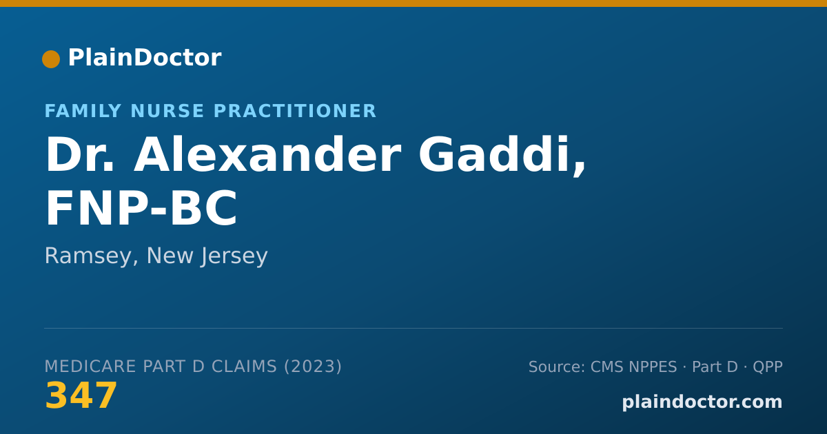 Shareable card for Alexander Gaddi, FNP-BC - Family Nurse Practitioner, Ramsey, NJ