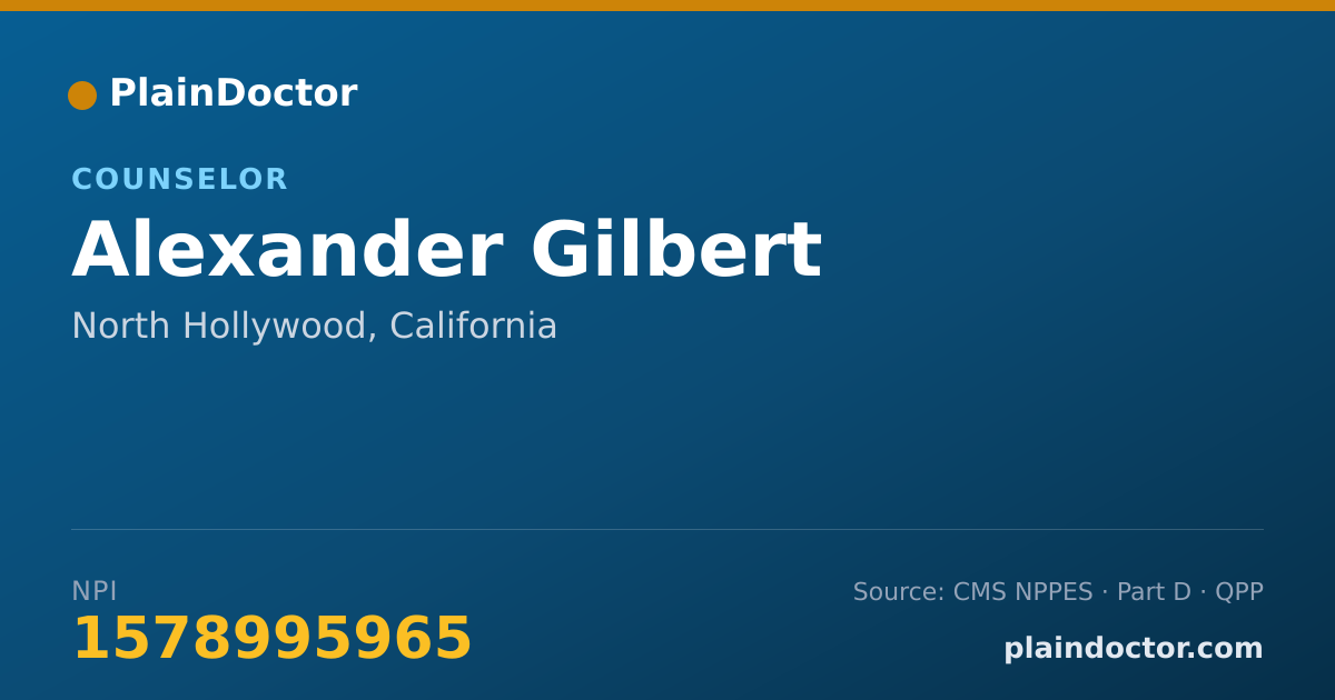 Shareable card for Alexander Gilbert - Counselor, North Hollywood, CA