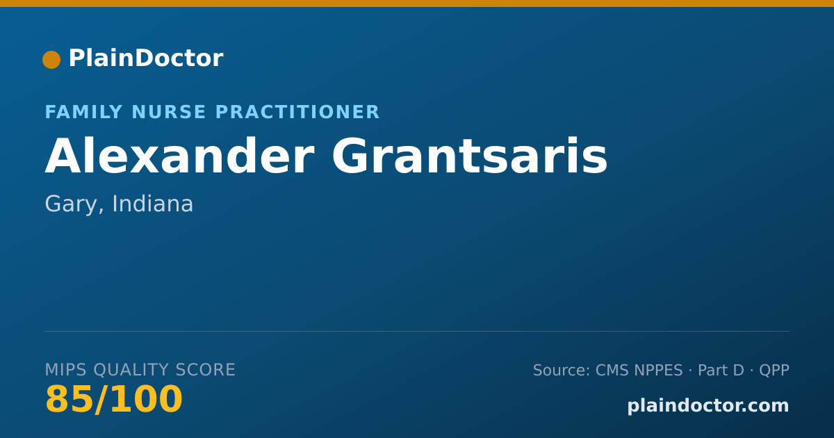 Shareable card for Alexander Grantsaris - Family Nurse Practitioner, Gary, IN