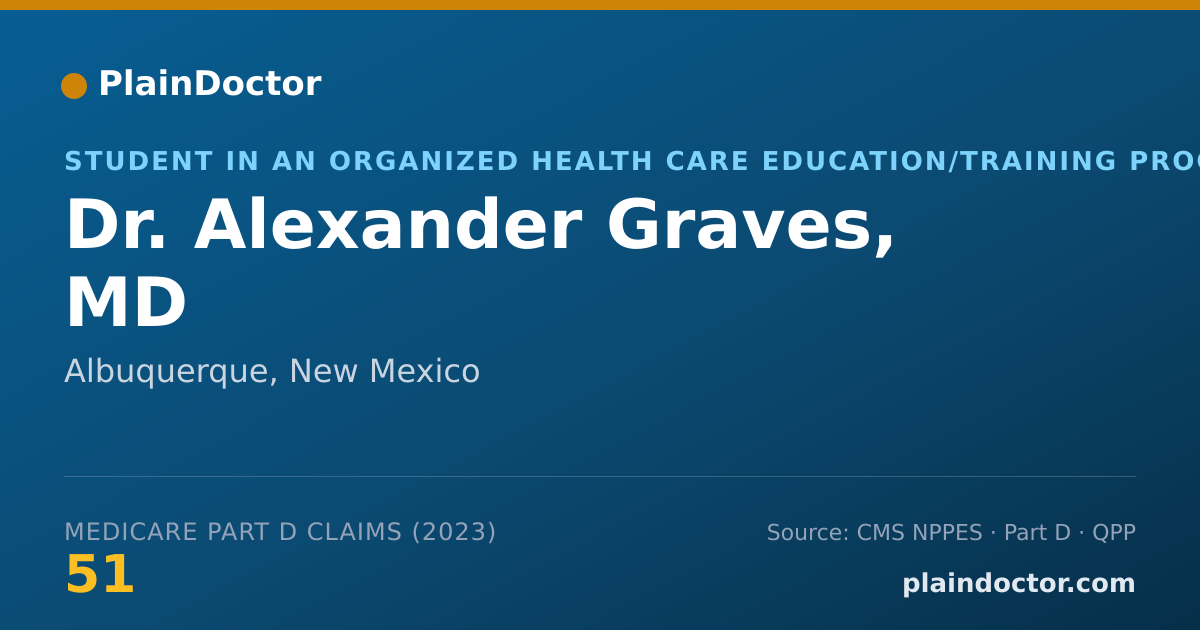 Shareable card for Alexander Graves, MD - Student in an Organized Health Care Education/Training Program, Albuquerque, NM