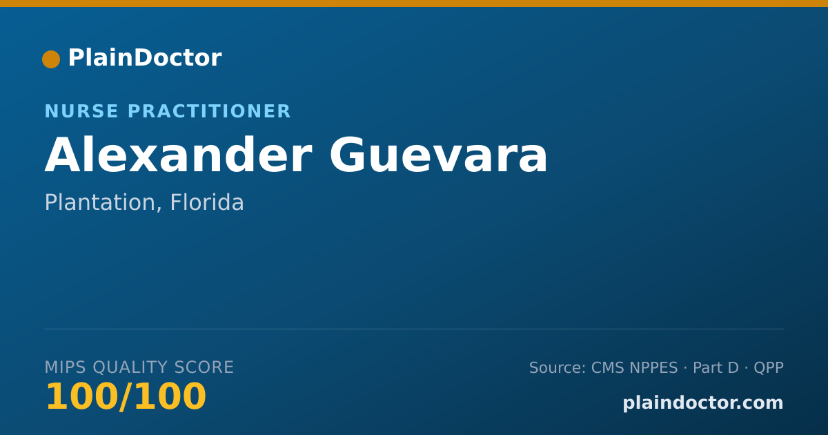 Shareable card for Alexander Guevara - Nurse Practitioner, Plantation, FL