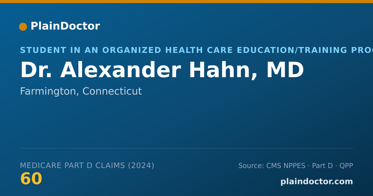 Shareable card for Alexander Hahn, MD - Student in an Organized Health Care Education/Training Program, Farmington, CT