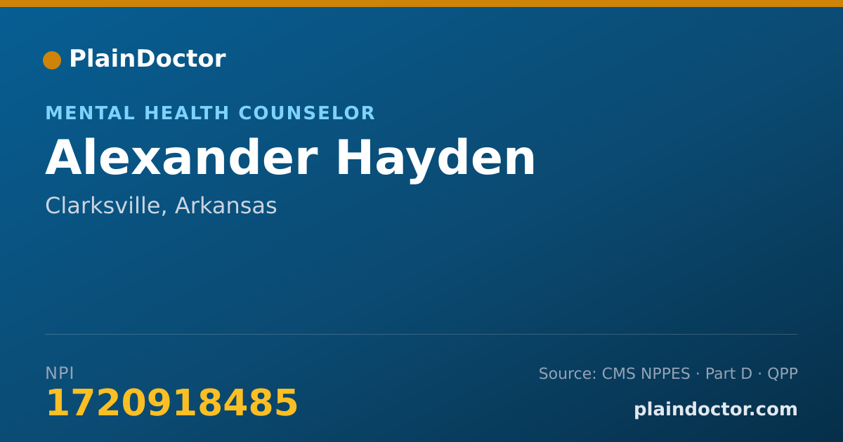 Shareable card for Alexander Hayden - Mental Health Counselor, Clarksville, AR