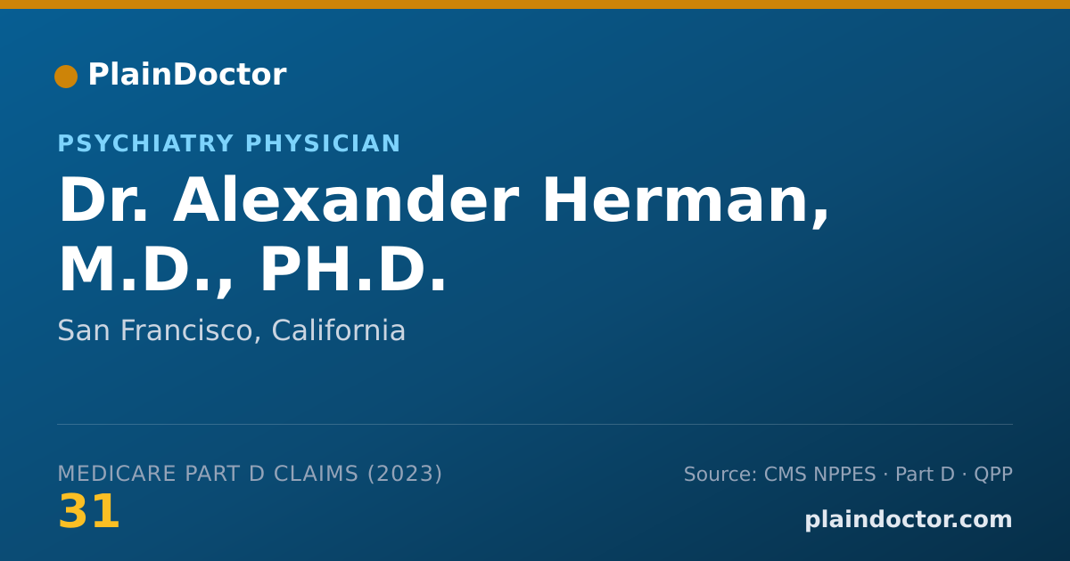 Shareable card for Alexander Herman, M.D., PH.D. - Psychiatry Physician, San Francisco, CA