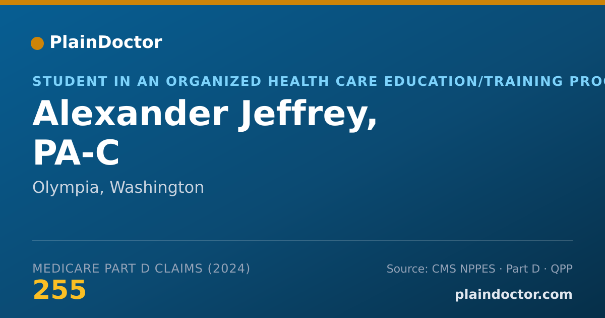 Shareable card for Alexander Jeffrey, PA-C - Student in an Organized Health Care Education/Training Program, Olympia, WA