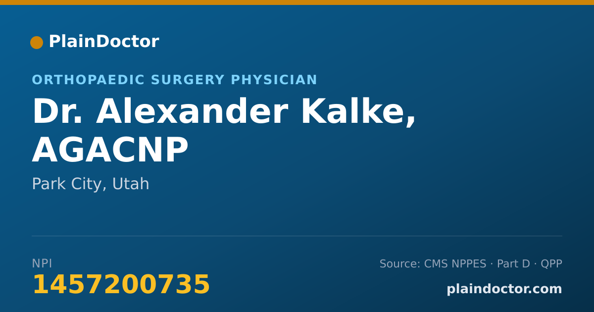 Shareable card for Alexander Kalke, AGACNP - Orthopaedic Surgery Physician, Park City, UT