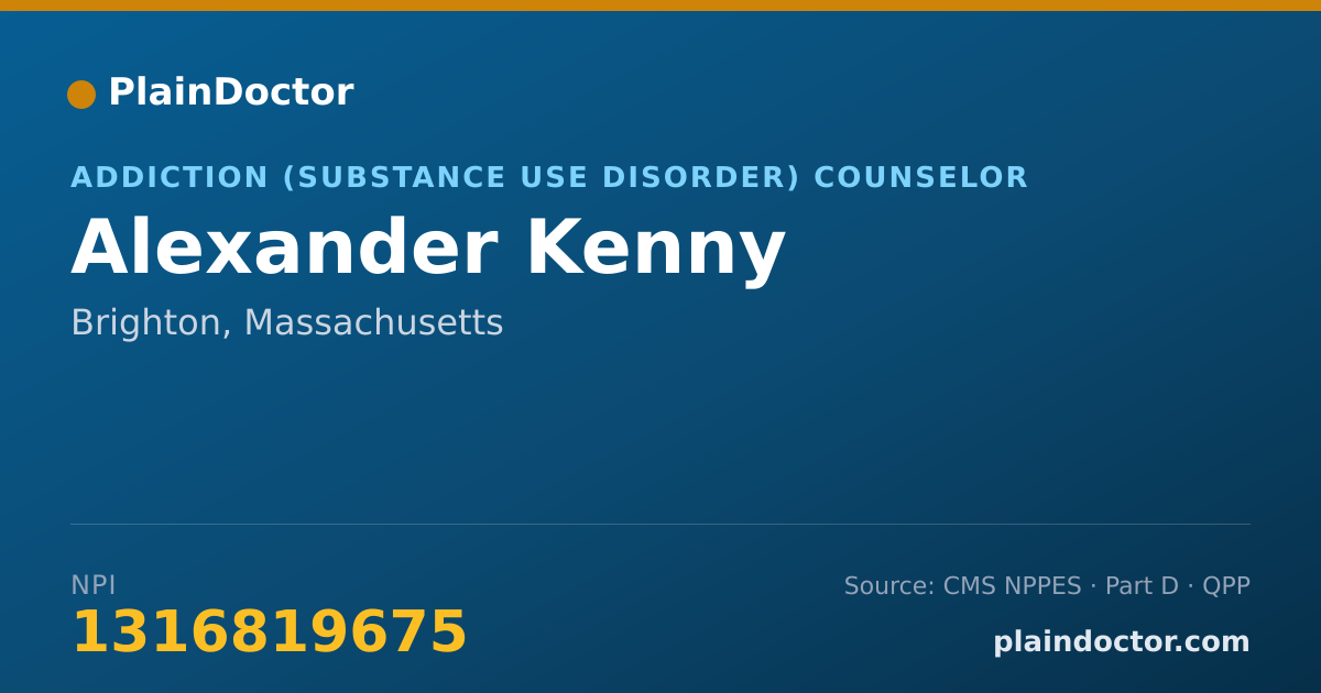 Shareable card for Alexander Kenny - Addiction (Substance Use Disorder) Counselor, Brighton, MA