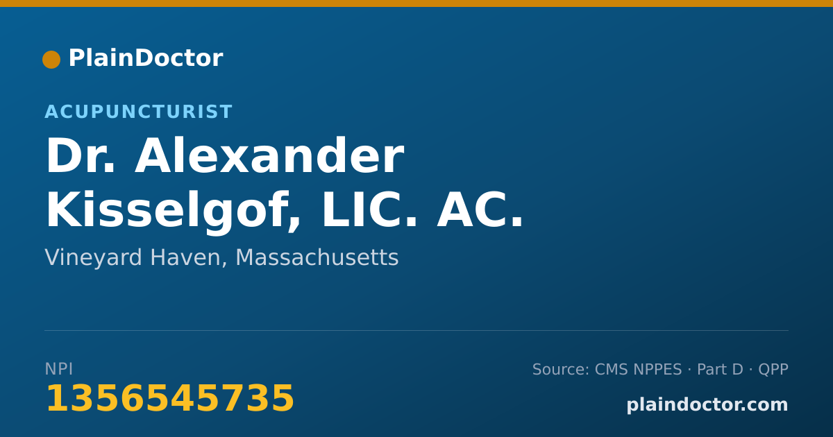 Shareable card for Alexander Kisselgof, LIC. AC. - Acupuncturist, Vineyard Haven, MA