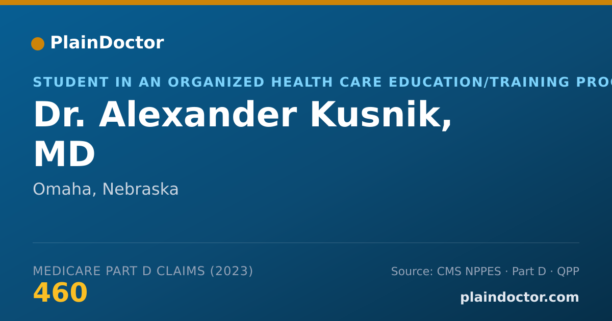 Shareable card for Alexander Kusnik, MD - Student in an Organized Health Care Education/Training Program, Omaha, NE