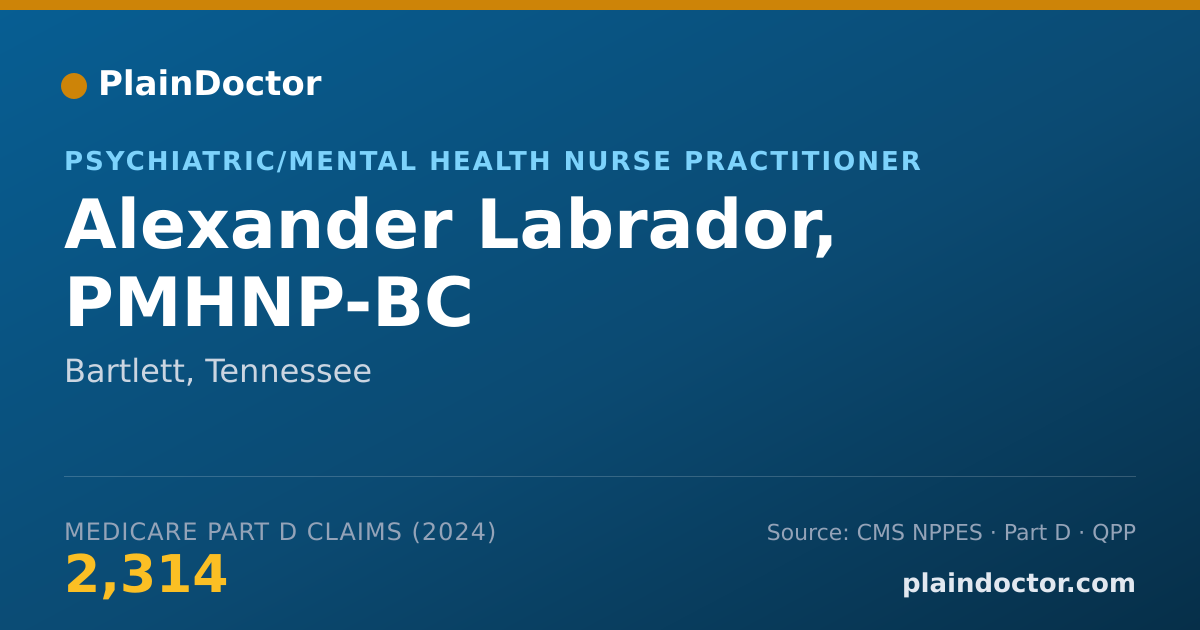 Shareable card for Alexander Labrador, PMHNP-BC - Psychiatric/Mental Health Nurse Practitioner, Bartlett, TN