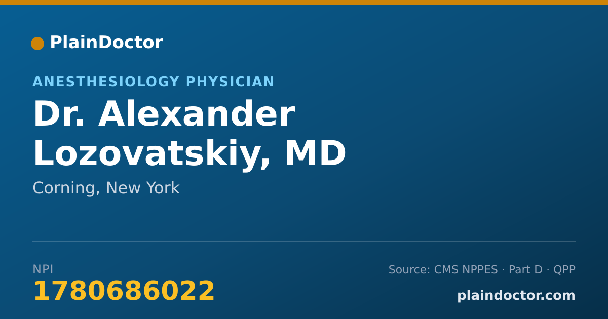 Shareable card for Alexander Lozovatskiy, MD - Anesthesiology Physician, Corning, NY