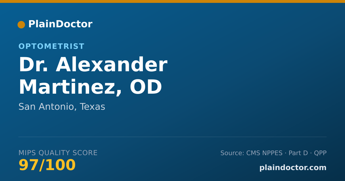 Shareable card for Alexander Martinez, OD - Optometrist, San Antonio, TX