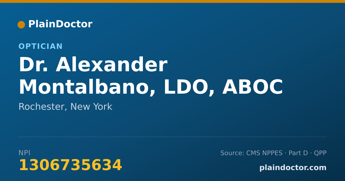 Shareable card for Alexander Montalbano, LDO, ABOC - Optician, Rochester, NY