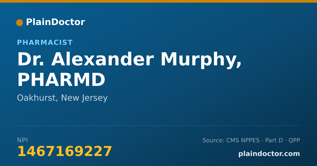 Shareable card for Alexander Murphy, PHARMD - Pharmacist, Oakhurst, NJ