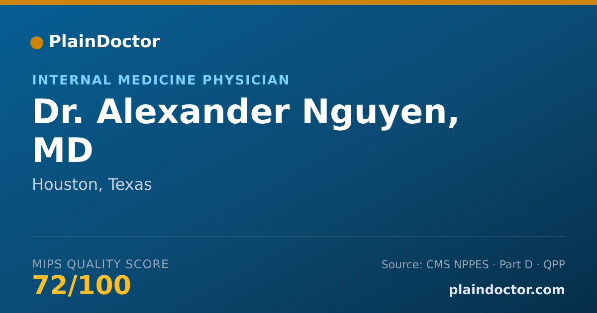 Shareable card for Alexander Nguyen, MD - Internal Medicine Physician, Houston, TX