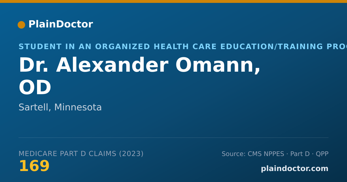Shareable card for Alexander Omann, OD - Student in an Organized Health Care Education/Training Program, Sartell, MN