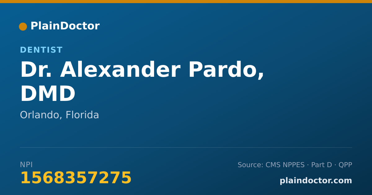 Shareable card for Alexander Pardo, DMD - Dentist, Orlando, FL