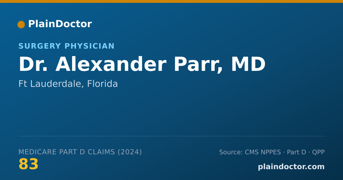 Shareable card for Alexander Parr, MD - Surgery Physician, Ft Lauderdale, FL