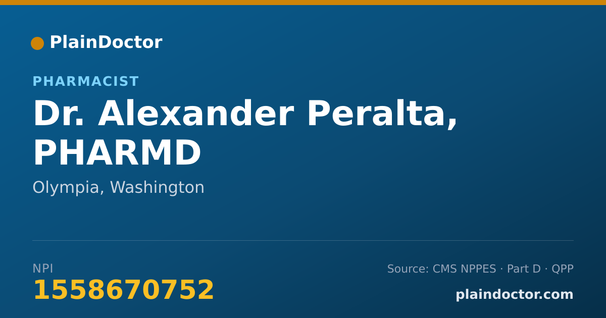 Shareable card for Alexander Peralta, PHARMD - Pharmacist, Olympia, WA