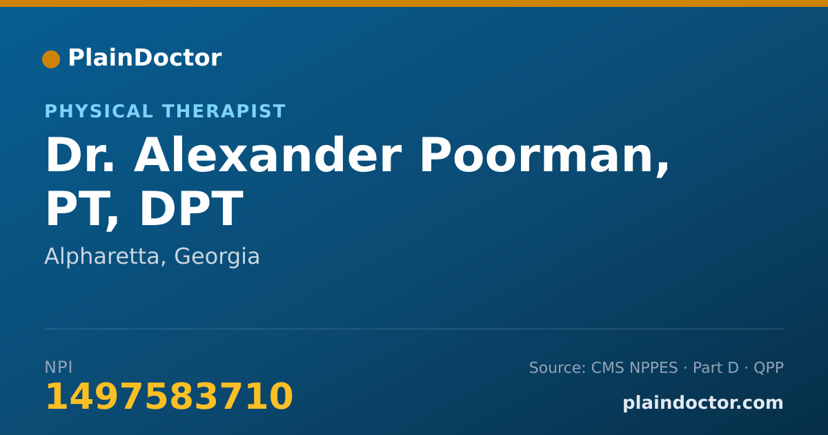 Shareable card for Alexander Poorman, PT, DPT - Physical Therapist, Alpharetta, GA
