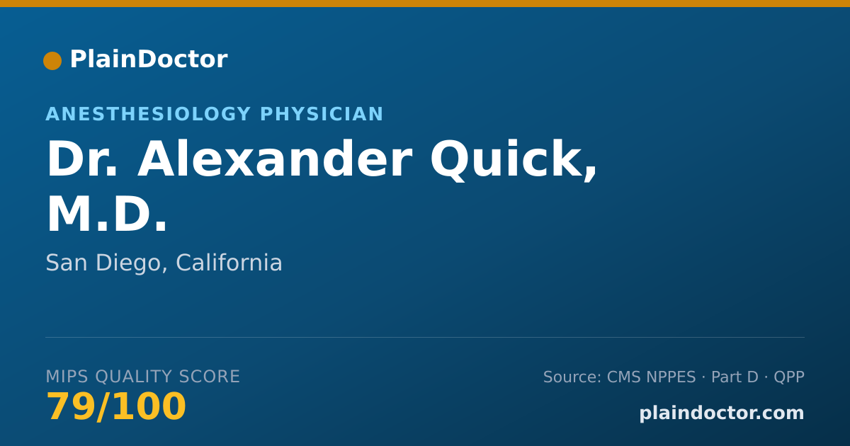 Shareable card for Alexander Quick, M.D. - Anesthesiology Physician, San Diego, CA