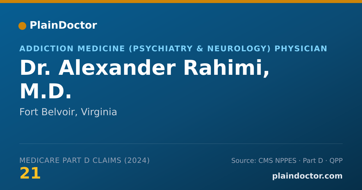 Shareable card for Alexander Rahimi, M.D. - Addiction Medicine (Psychiatry & Neurology) Physician, Fort Belvoir, VA