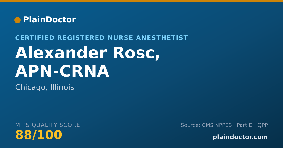 Shareable card for Alexander Rosc, APN-CRNA - Certified Registered Nurse Anesthetist, Chicago, IL