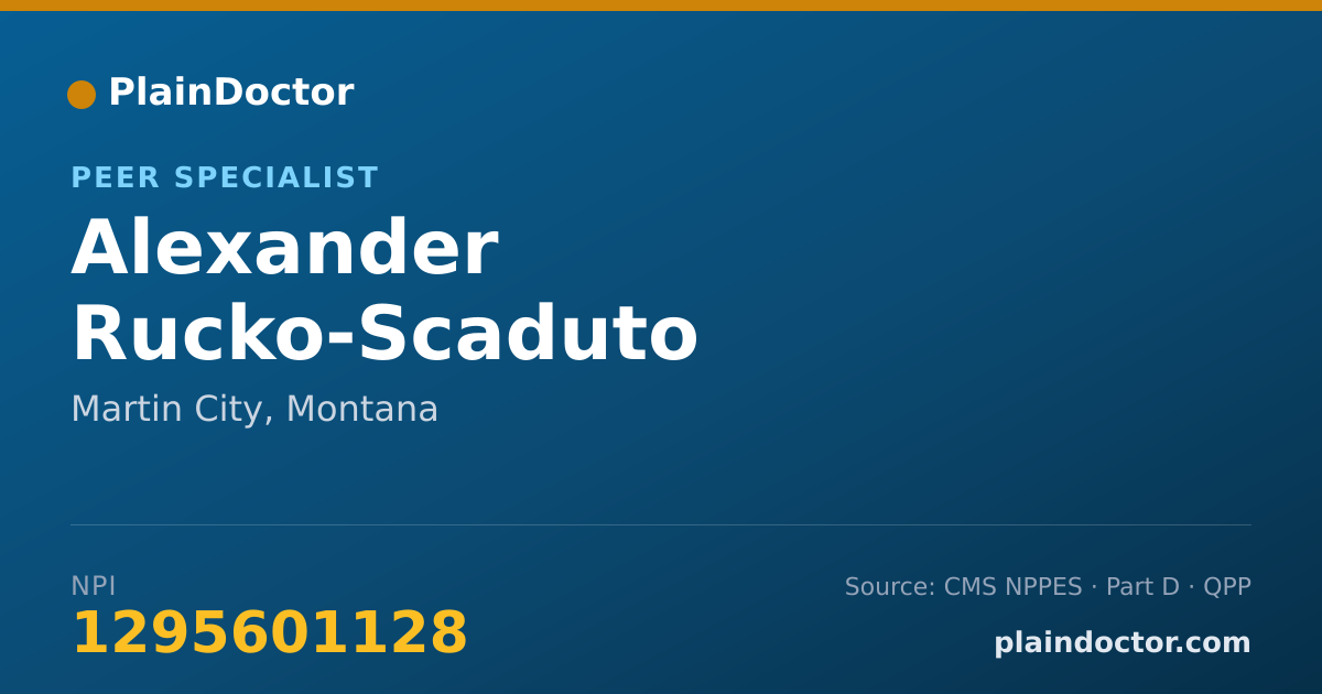 Shareable card for Alexander Rucko-Scaduto - Peer Specialist, Martin City, MT