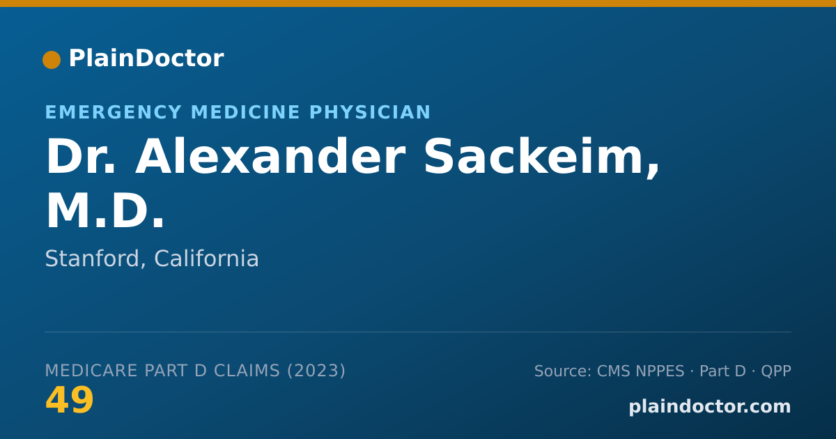 Shareable card for Alexander Sackeim, M.D. - Emergency Medicine Physician, Stanford, CA
