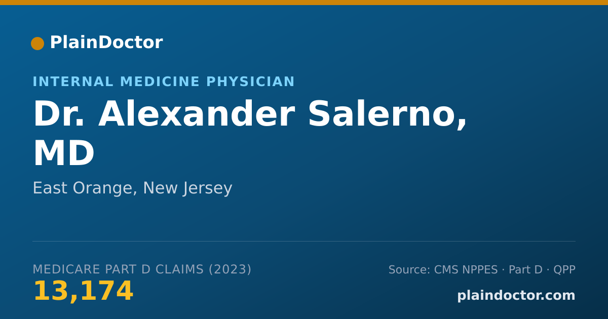 Shareable card for Alexander Salerno, MD - Internal Medicine Physician, East Orange, NJ