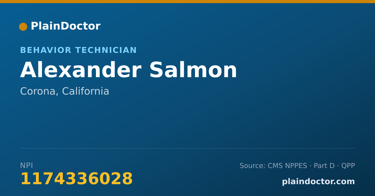 Shareable card for Alexander Salmon - Behavior Technician, Corona, CA