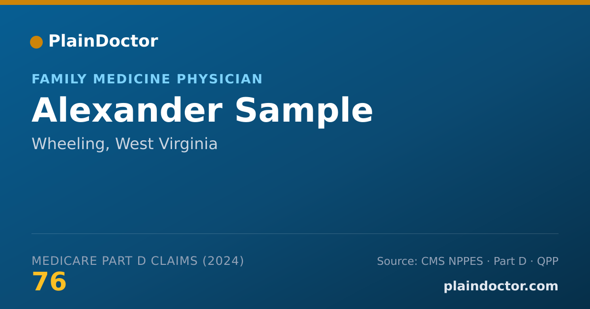 Shareable card for Alexander Sample - Family Medicine Physician, Wheeling, WV
