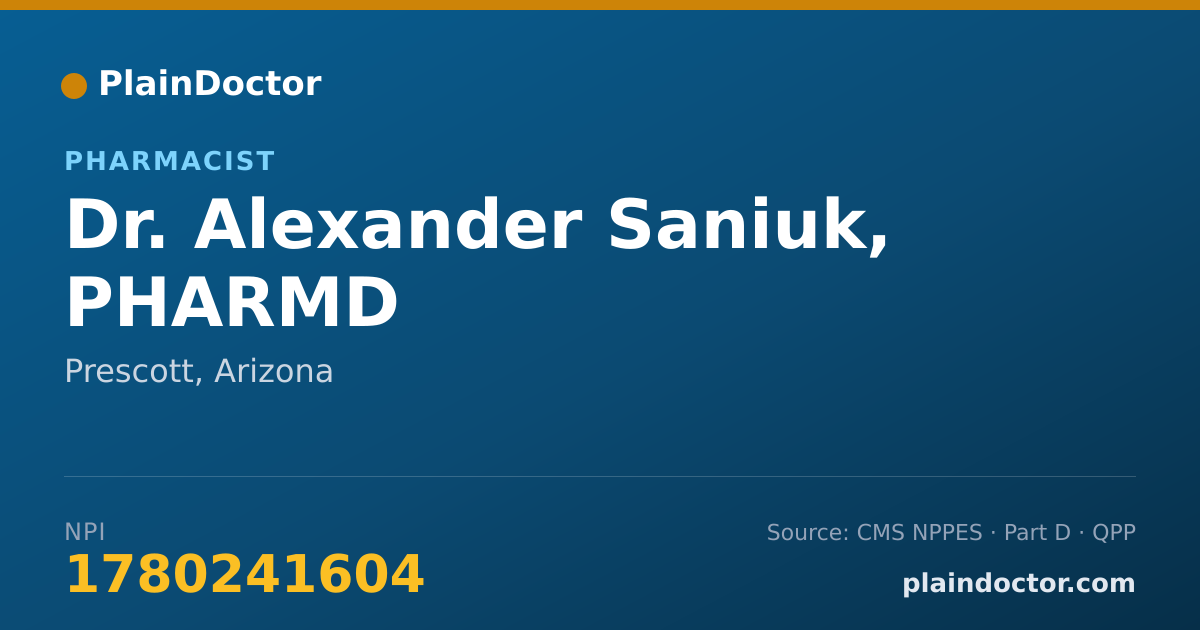 Shareable card for Alexander Saniuk, PHARMD - Pharmacist, Prescott, AZ