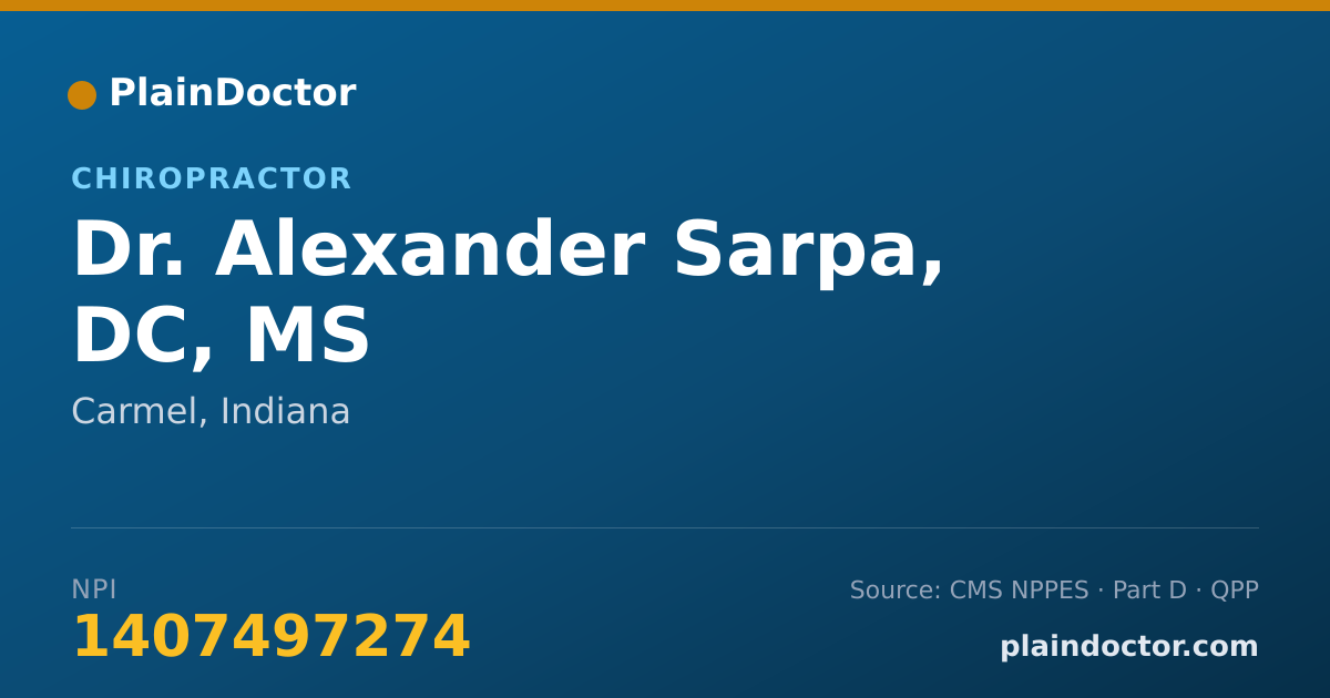 Shareable card for Alexander Sarpa, DC, MS - Chiropractor, Carmel, IN