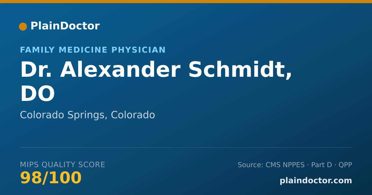 Shareable card for Alexander Schmidt, DO - Family Medicine Physician, Colorado Springs, CO