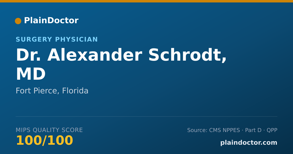 Shareable card for Alexander Schrodt, MD - Surgery Physician, Fort Pierce, FL