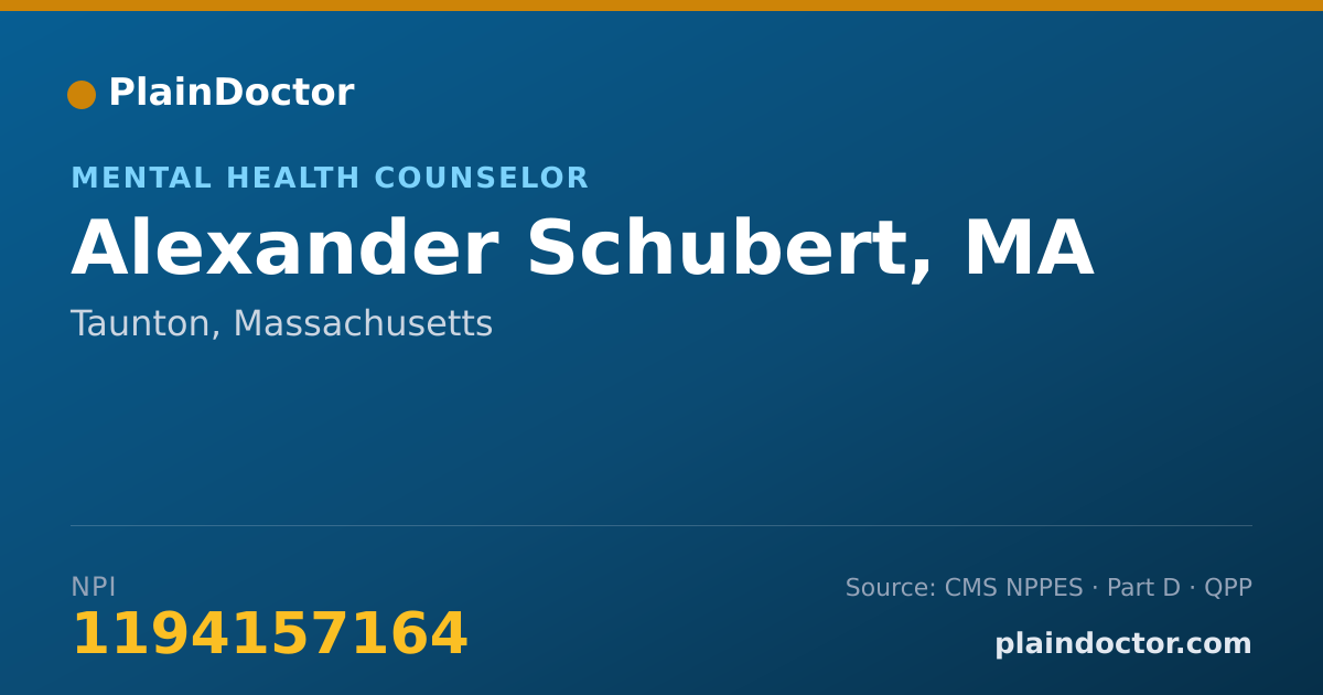 Shareable card for Alexander Schubert, MA - Mental Health Counselor, Taunton, MA
