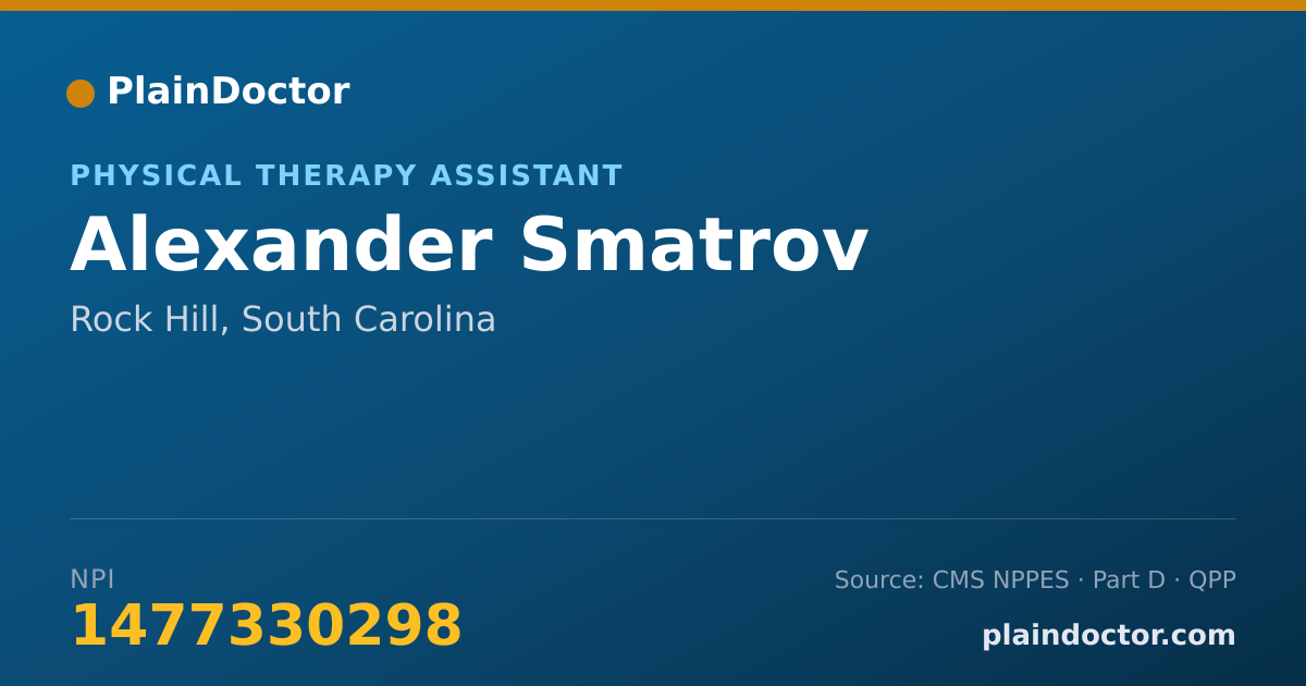 Shareable card for Alexander Smatrov - Physical Therapy Assistant, Rock Hill, SC
