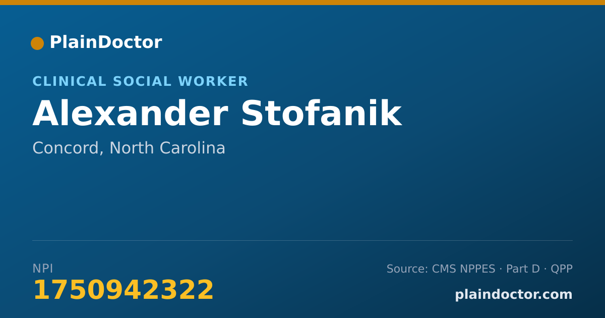 Shareable card for Alexander Stofanik - Clinical Social Worker, Concord, NC