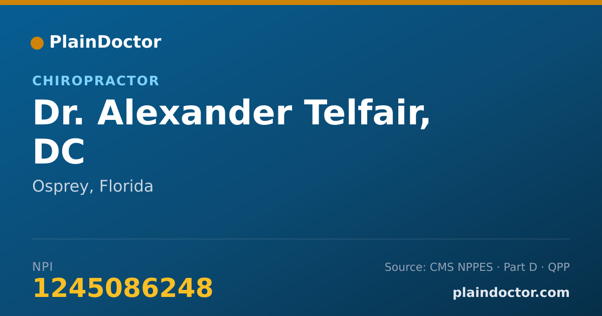 Shareable card for Alexander Telfair, DC - Chiropractor, Osprey, FL