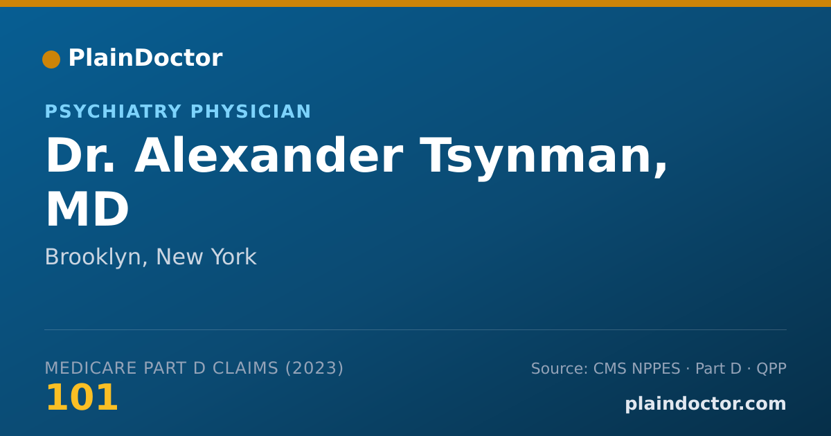 Shareable card for Alexander Tsynman, MD - Psychiatry Physician, Brooklyn, NY
