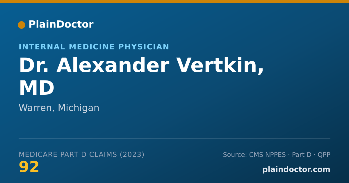 Shareable card for Alexander Vertkin, MD - Internal Medicine Physician, Warren, MI