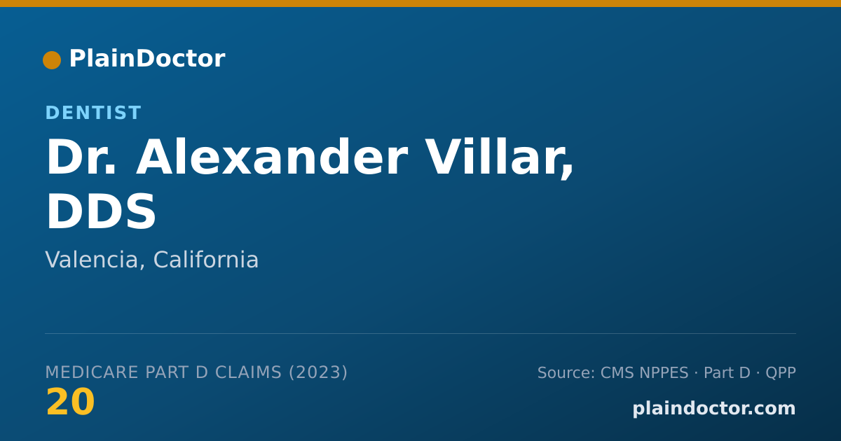 Shareable card for Alexander Villar, DDS - Dentist, Valencia, CA